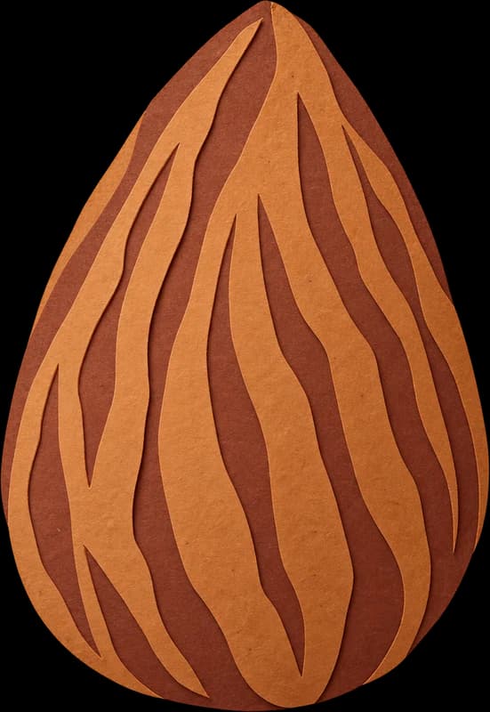 A paper-cut almond in two shades of brown
