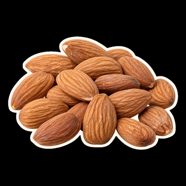 A small pile of whole almonds