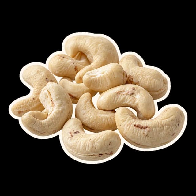 A small pile of raw cashews