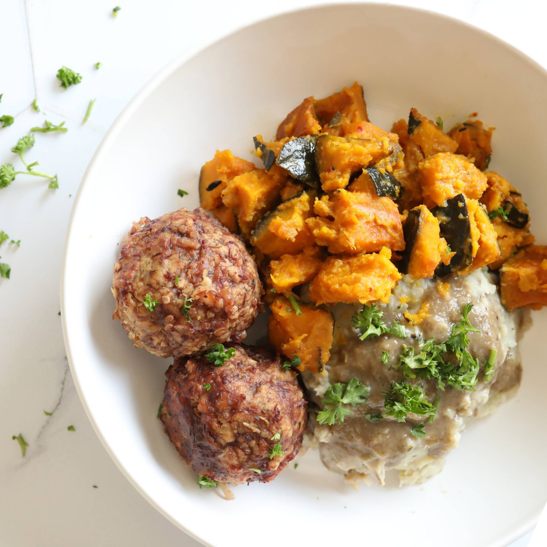 Swedish Neat-Balls + Garlic Mash